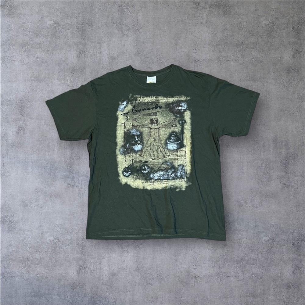 Green Leonardo Da Vinci Anatomy T-Shirt